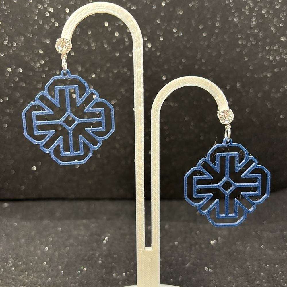 The Grid Twist Blue Earrings - Picture 4 of 4